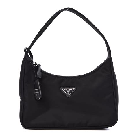 PRADA Tessuto Nylon Small Shoulder Bag Black .